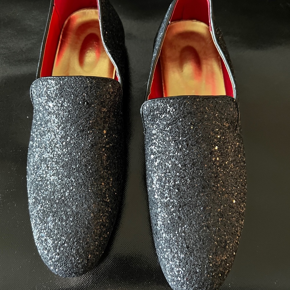 Black GLITTER Loafer Slip-Ons PROM DANCE HOMECOMING Size 43/US 10 Mens/Womens 12